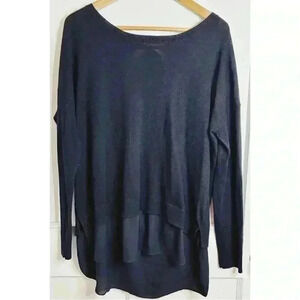 Black RW  & Co Sweater with Open Back Tie and Long Underneath Shirt Size XL